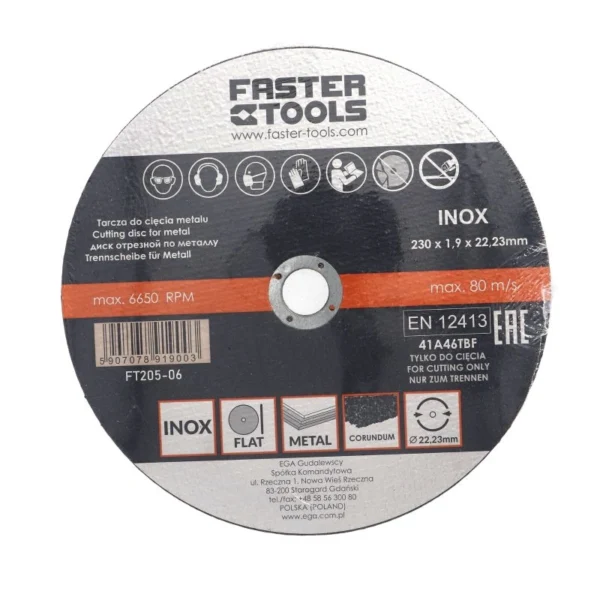Rezna ploča za metal/INOX 230x1.9x22.2mm FASTER TOOLS 1900
