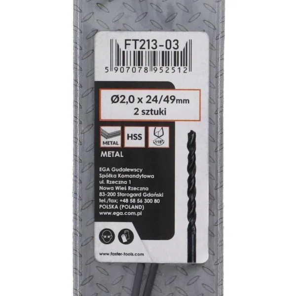 Burgija za metal HSS 2.0mm FASTER TOOLS 5251