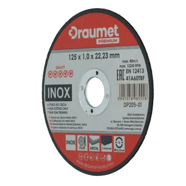 Rezna ploča za metal/INOX 125x1x22.2mm DRAUMET PREMIUM 8555