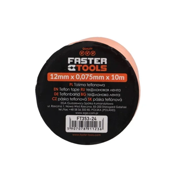 1123_2 Teflon traka 12mm 0.075mm 10m FASTER TOOLS 1123