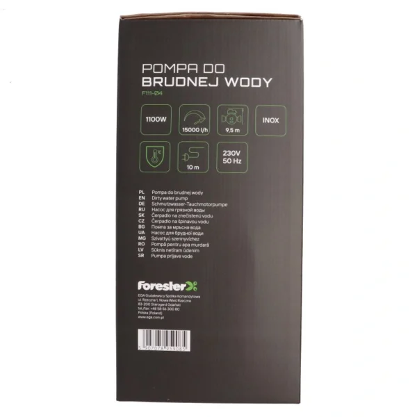 Potapajuća pumpa za prljavu vodu INOX 1100W, 15000l/h FORESTER 5908